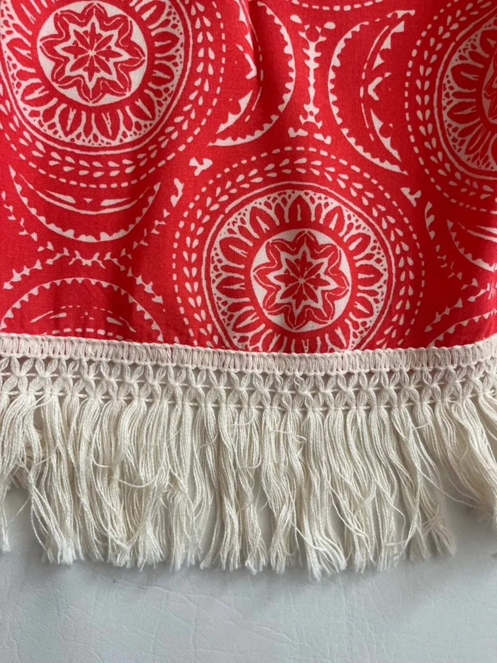 No Boundaries Coral Fringe Kimono Cover-Up